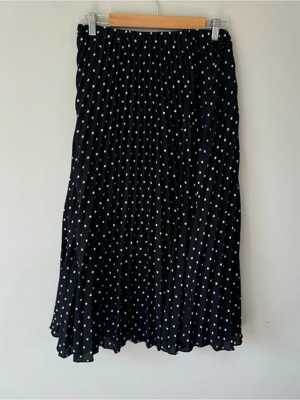 Anne Klein Black Midi Skirt with White Polka Dots